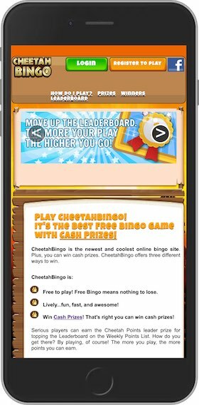 CheetahBingo.com Mobile Site