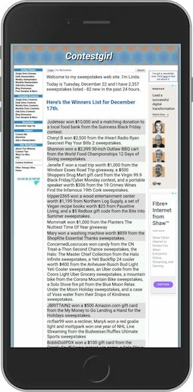 ContestGirl.com Mobile Site