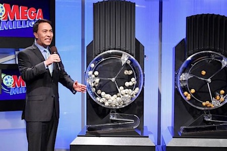 Host with Mega Millions Ball Machines