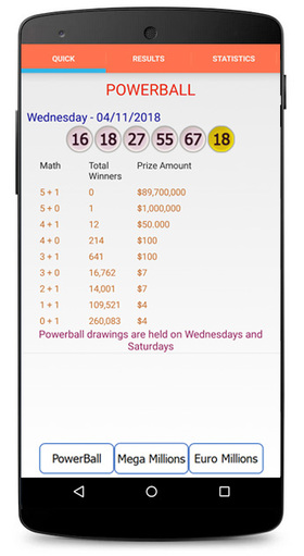 Lottery Analysis and Predictions Android Screenshot