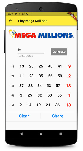 Lottery Number Generator Android Screenshot
