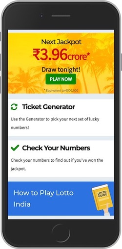Lotto India Mobile Site Screenshot
