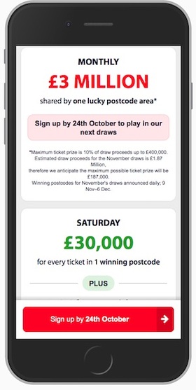 People's Postcode Lottery Mobile Site