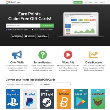 PointsPrizes Homepage