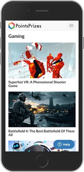 PointsPrizes Mobile Screenshot