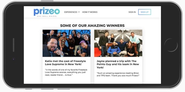 Prizeo Mobile Site