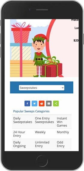 SweepsAdvantage.com Mobile Site