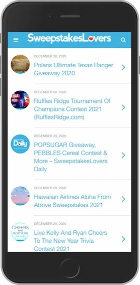 SweepstakesLovers.com Mobile Site
